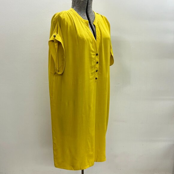 Crepe Tunic | Caftan style | Size M | Golden Yellow - Mustard - Picture 3 of 7